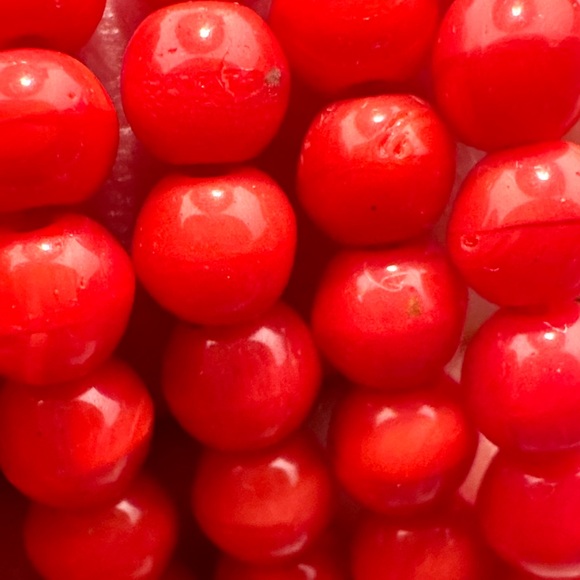 Red Coral Beaded Necklace + Large White Coral Pendant - Picture 11 of 13